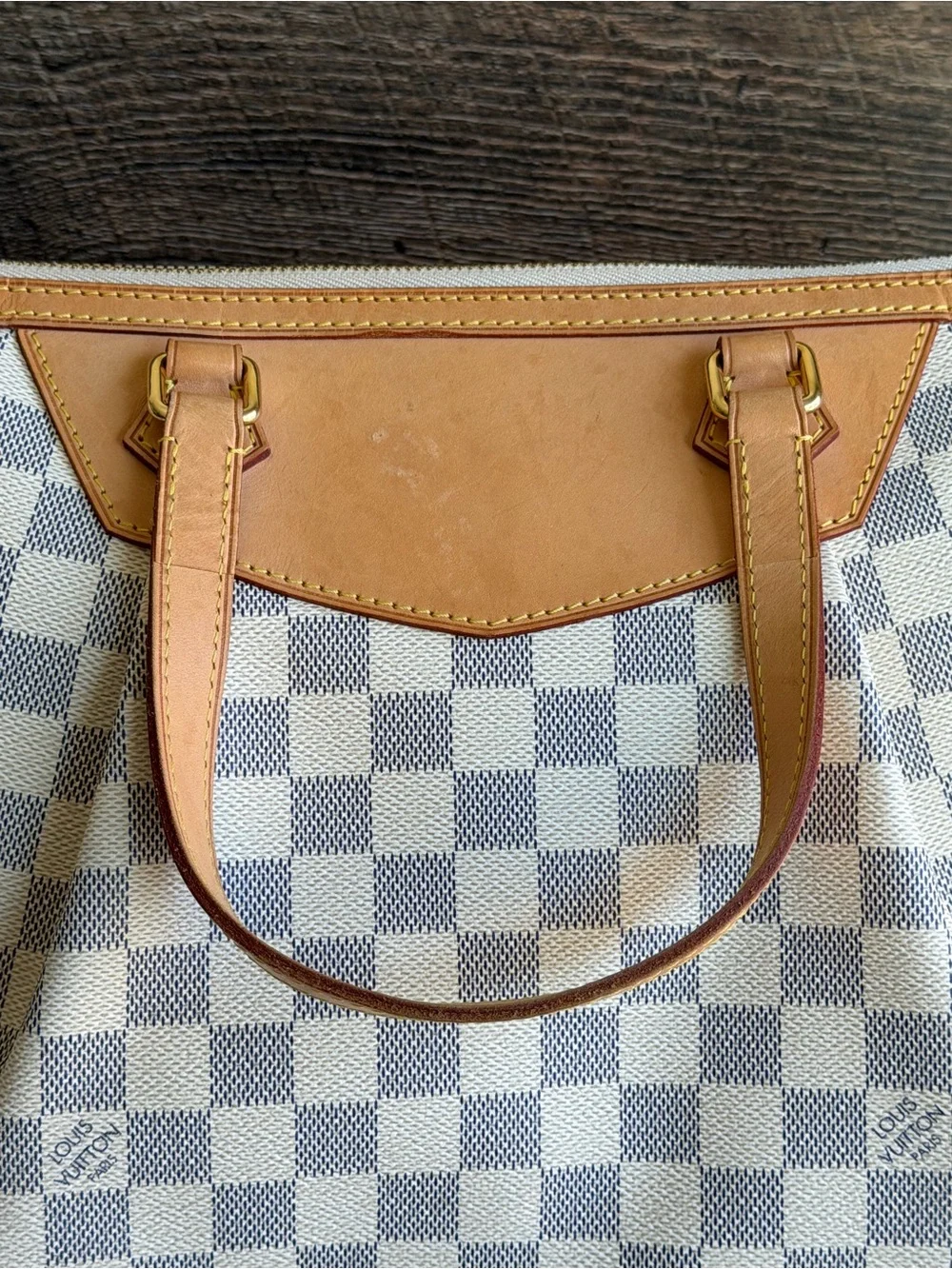 Authentic Louis Vuitton Siracusa GM Damier Azur Handbag Tote Bag Purse